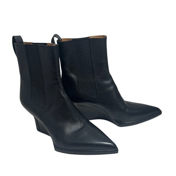 RAG & BONE Eclipse Leather Wedge Black Chelsea Ankle Boots size 39 New Very cool - Picture 3 of 5